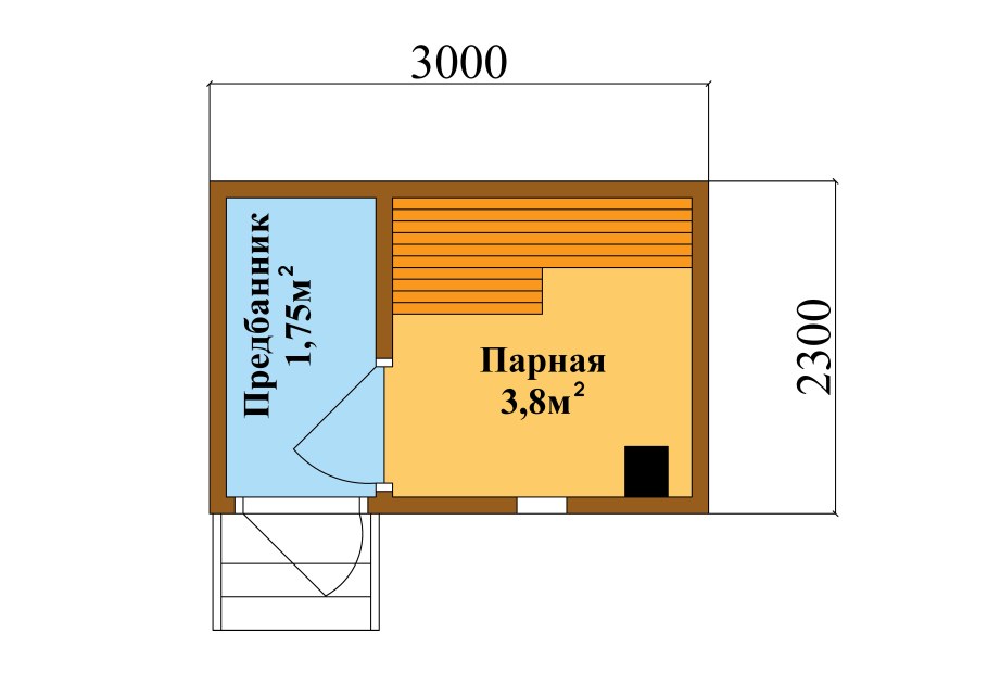 Баня 2х3 планировка