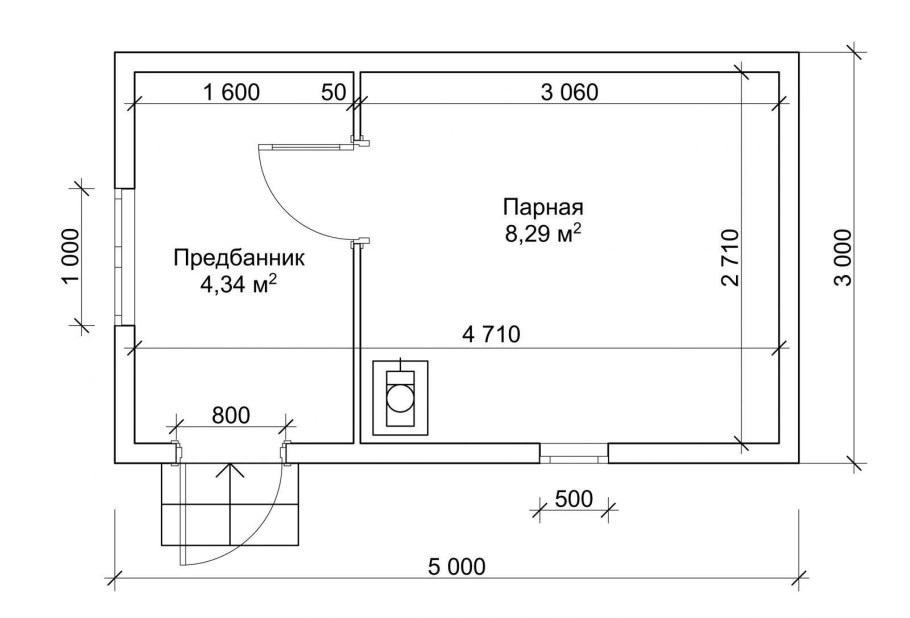 Баня 3х8 планировка