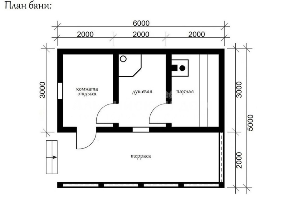Планировка бани из бруса 4х8