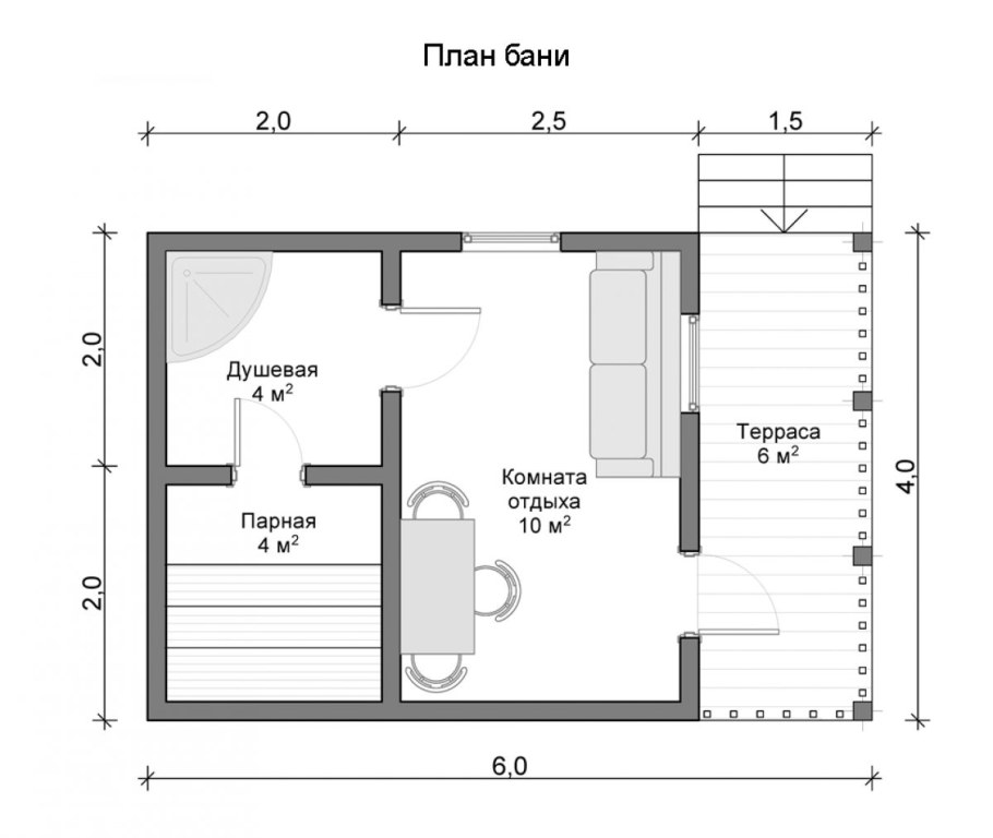 Каркасная баня 3х4 планировка