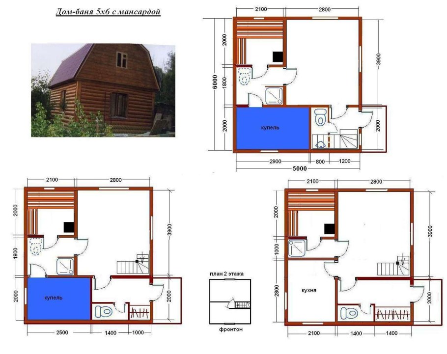 Маленькая каркасная баня 2х3