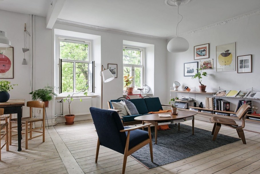 Скандинавский ретро интерьер