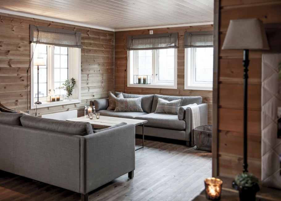 Интерьер в скандинавском стиле в деревянном доме