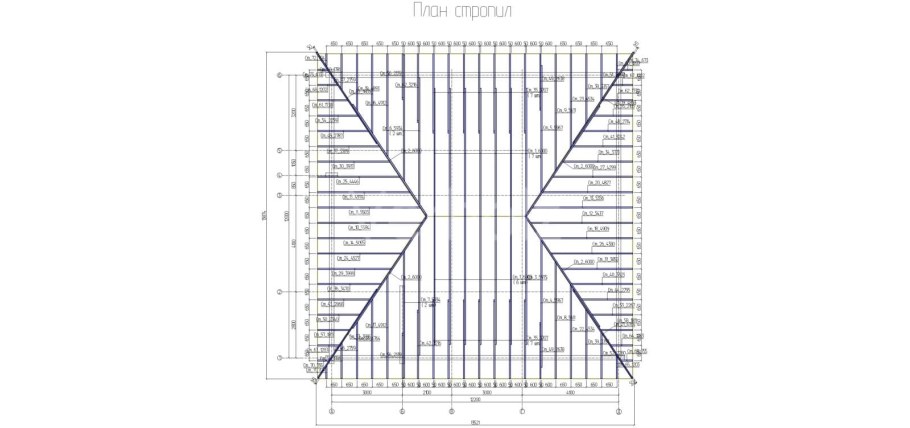 План кровли вальмовой крыши чертеж