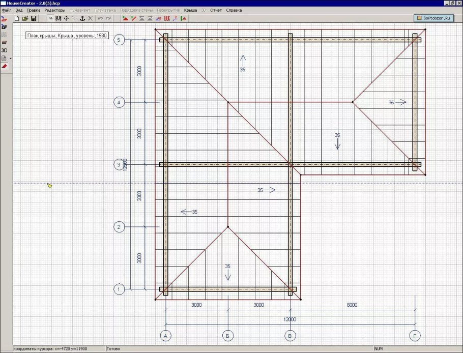 Схема стропил четырехскатной крыши