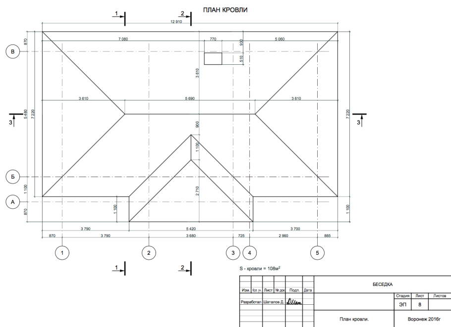 Схема стропил вальмовой кровли