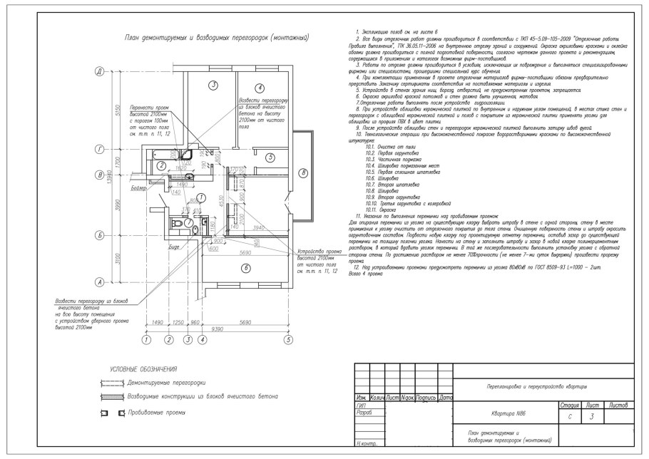 Обозначение перегородок ГКЛ на чертежах