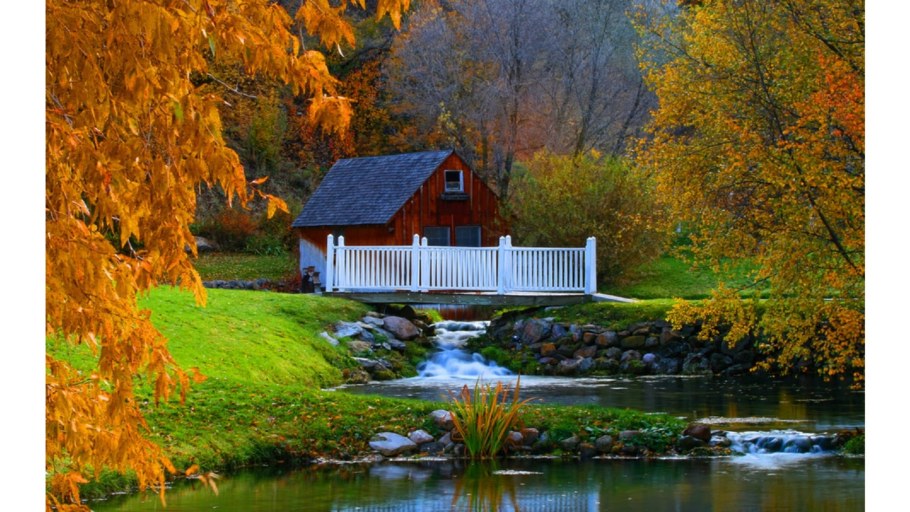 Домик в осеннем лесу