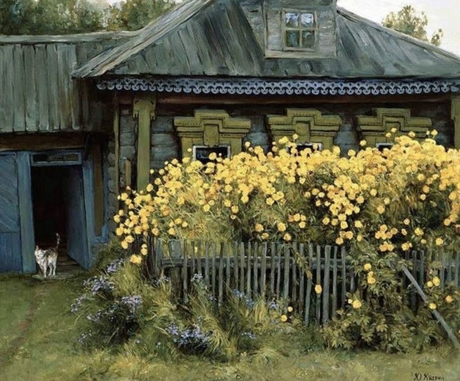 Живопись палисадник деревня живопись