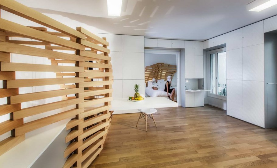 Деревянные бруски в интерьере