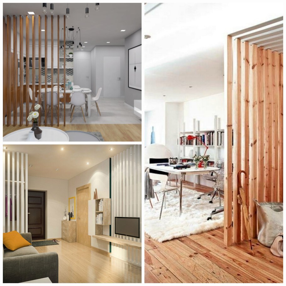 Перегородка из бруса для зонирования комнаты