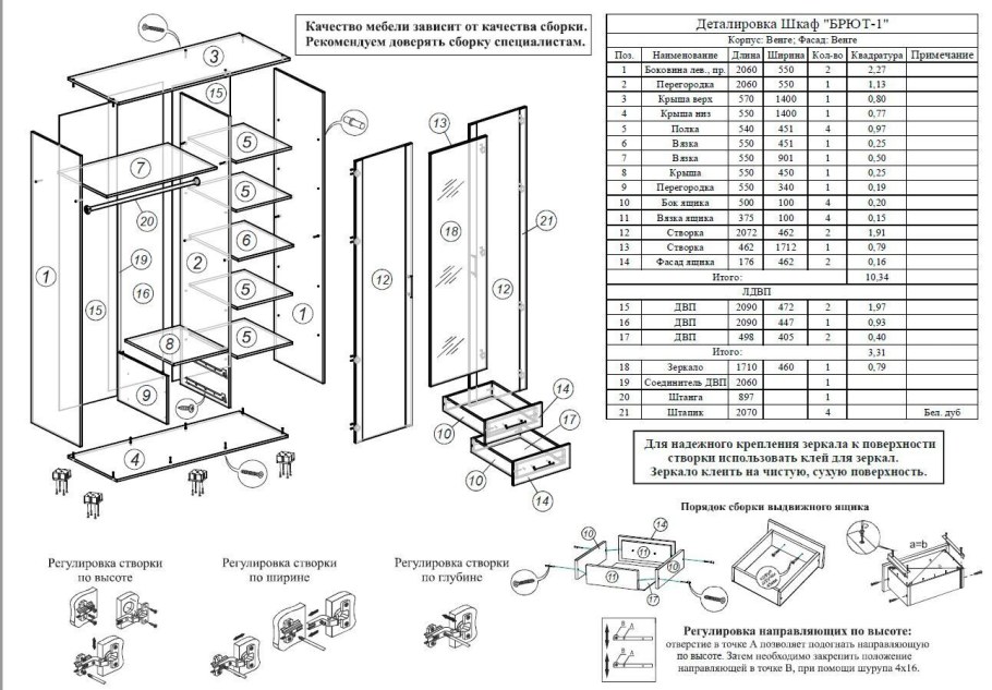 Шкаф купе Марвин 3 схема сборки