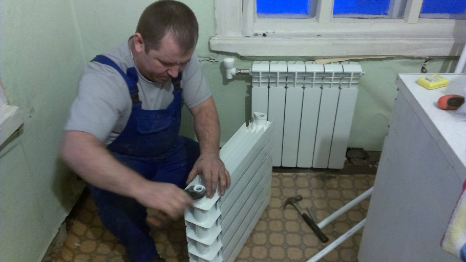 Монтаж алюминиевых радиаторов