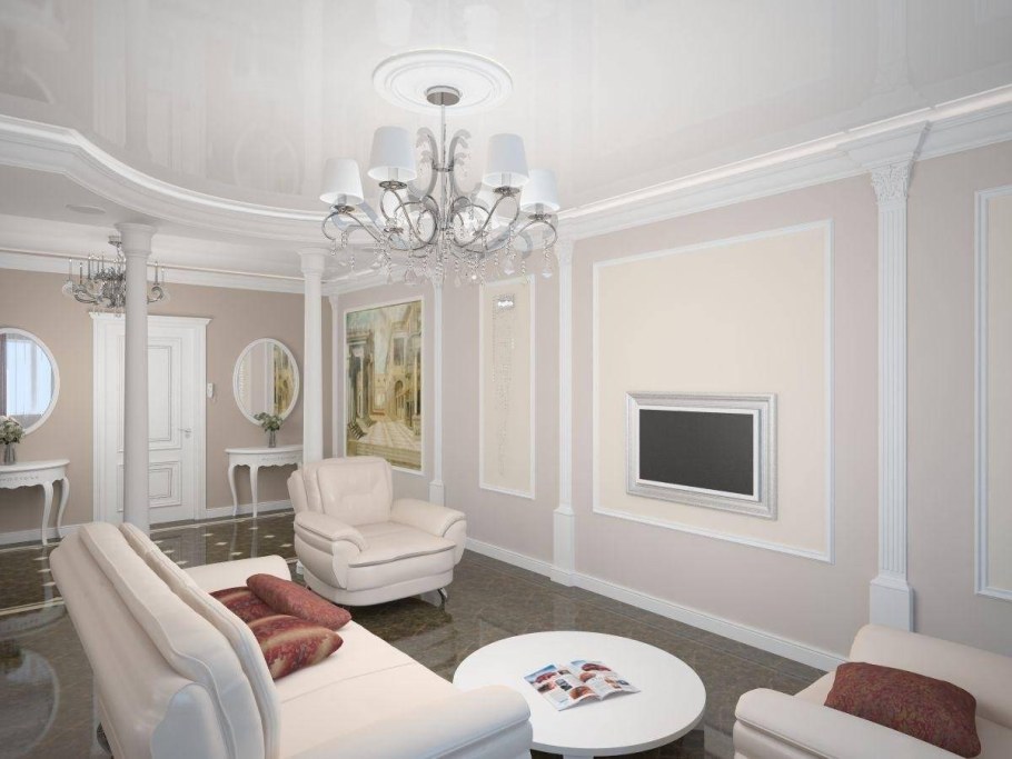 Полуколонны в интерьере гостиной Неоклассика