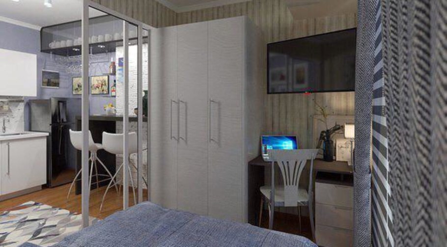 Кухня-гостиная 20 кв.м евродвушка