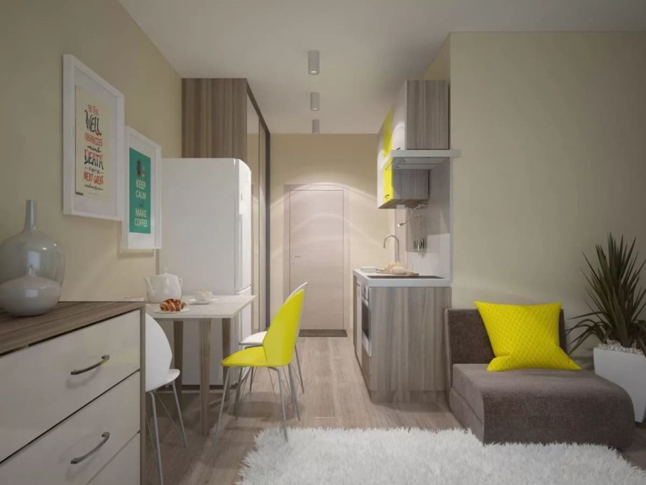 Интерьер квартиры студии 20 кв.м