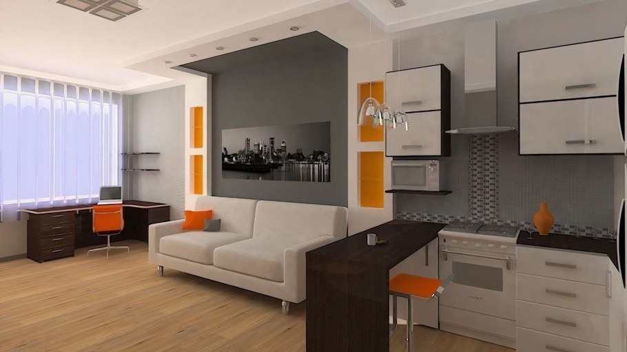 Квартира студия 30м2 интерьер Скандинавский стиль