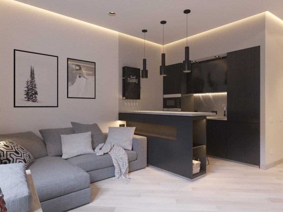 Интерьер квартиры студии 28 кв