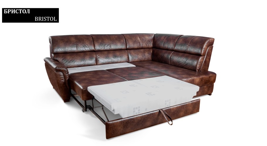 Диван кожаный коричневый Бристоль выкатной прямой