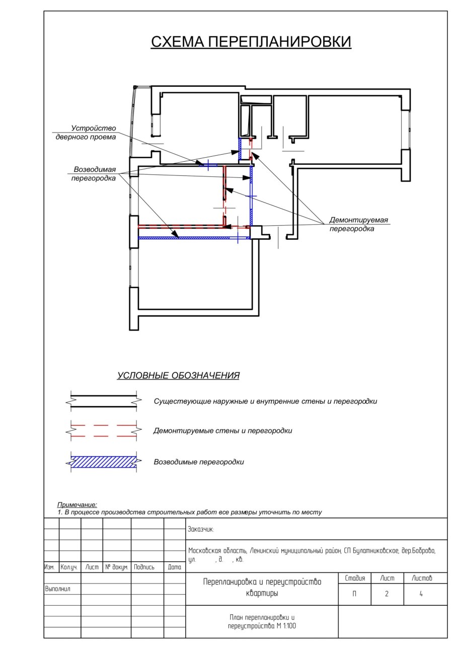 Чертеж перепланировка дверного проема
