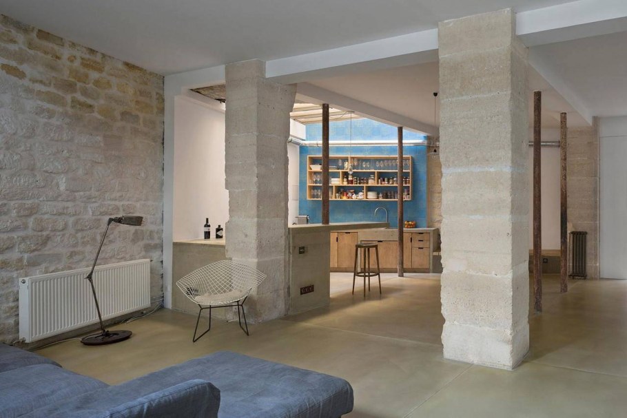 Бетонные колонны в интерьере