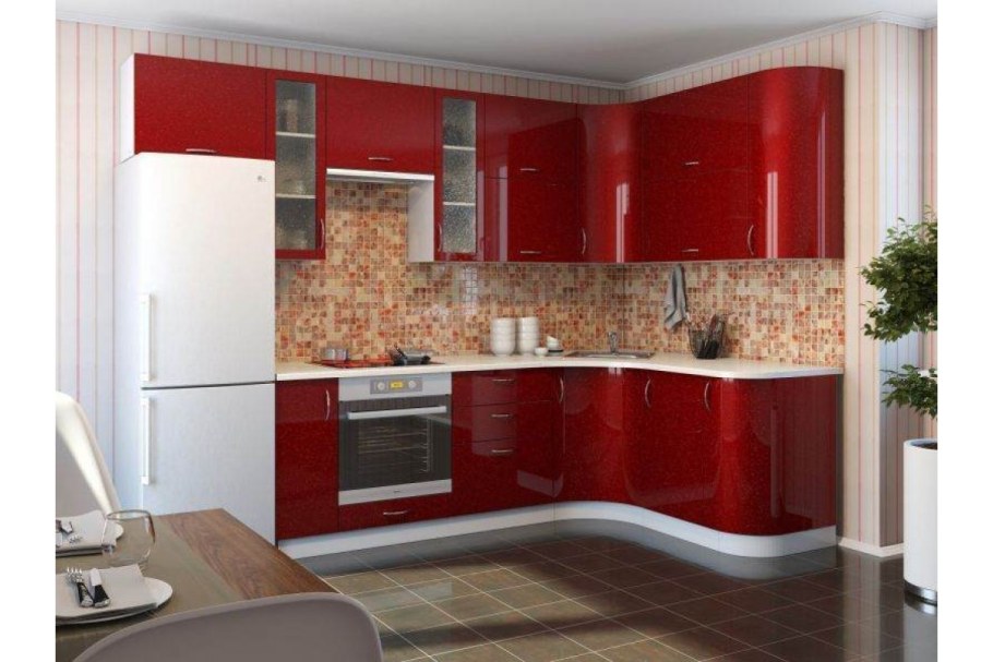 Красная угловая кухня
