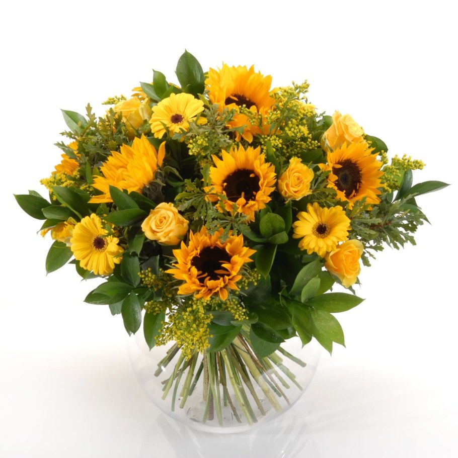 Букет из подсолнухов и лаванды