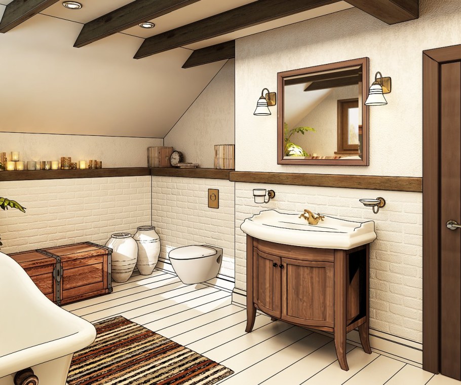 Ванна в деревенском стиле