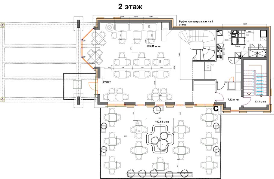 Ресторан на 150 посадочных мест план