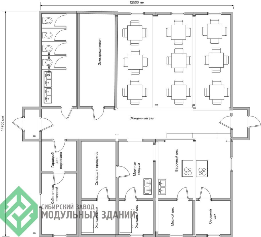 Планировка АБК на 200 человек