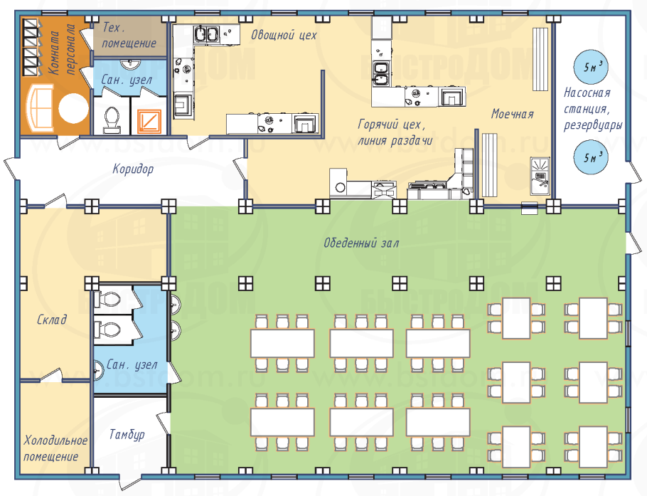 Планировка кафе на 50 мест