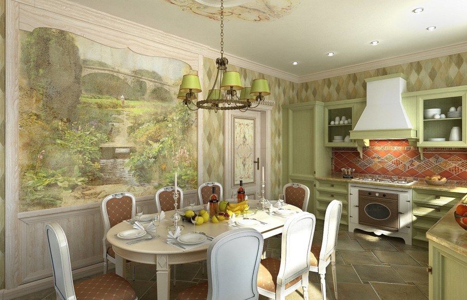 Фреска в интерьере столовой