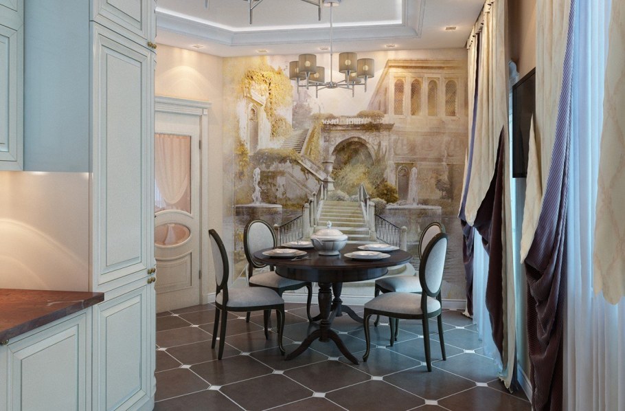 Фрески в интерьере кухни в стиле Прованс