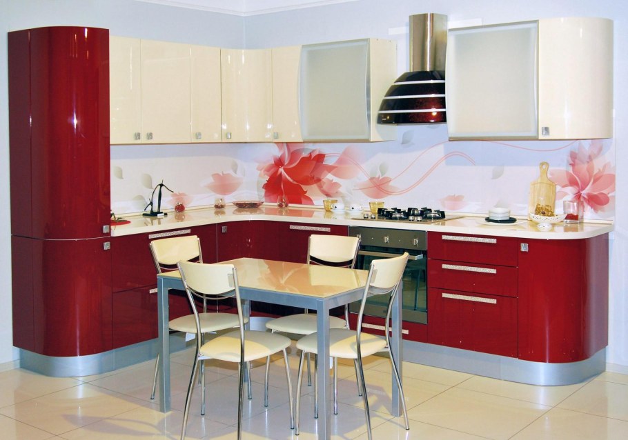 Кухня Валерия Сурская мебель модули бордовая