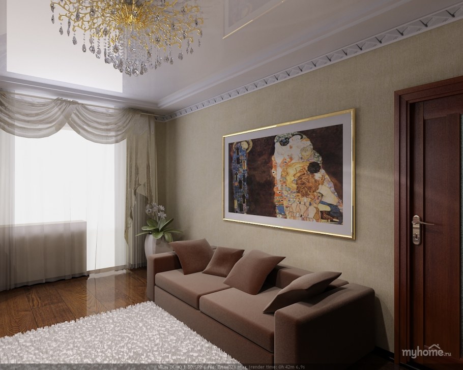 Отделка гостиной декоративным камнем