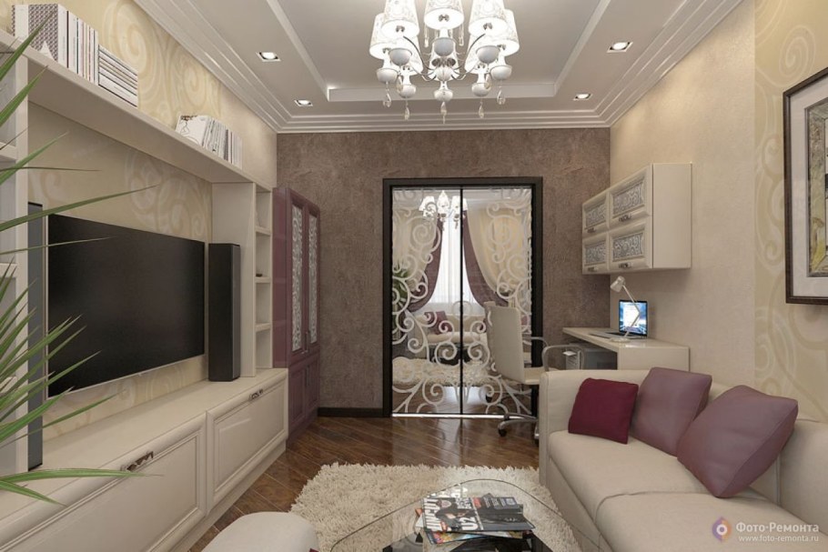 Интерьер гостинной 18кв м