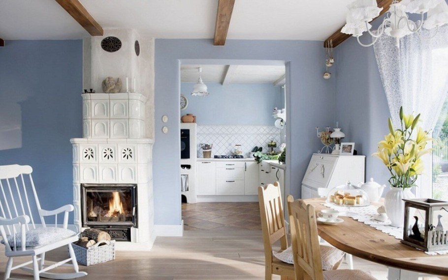 Кухня в загородном доме в скандинавском стиле