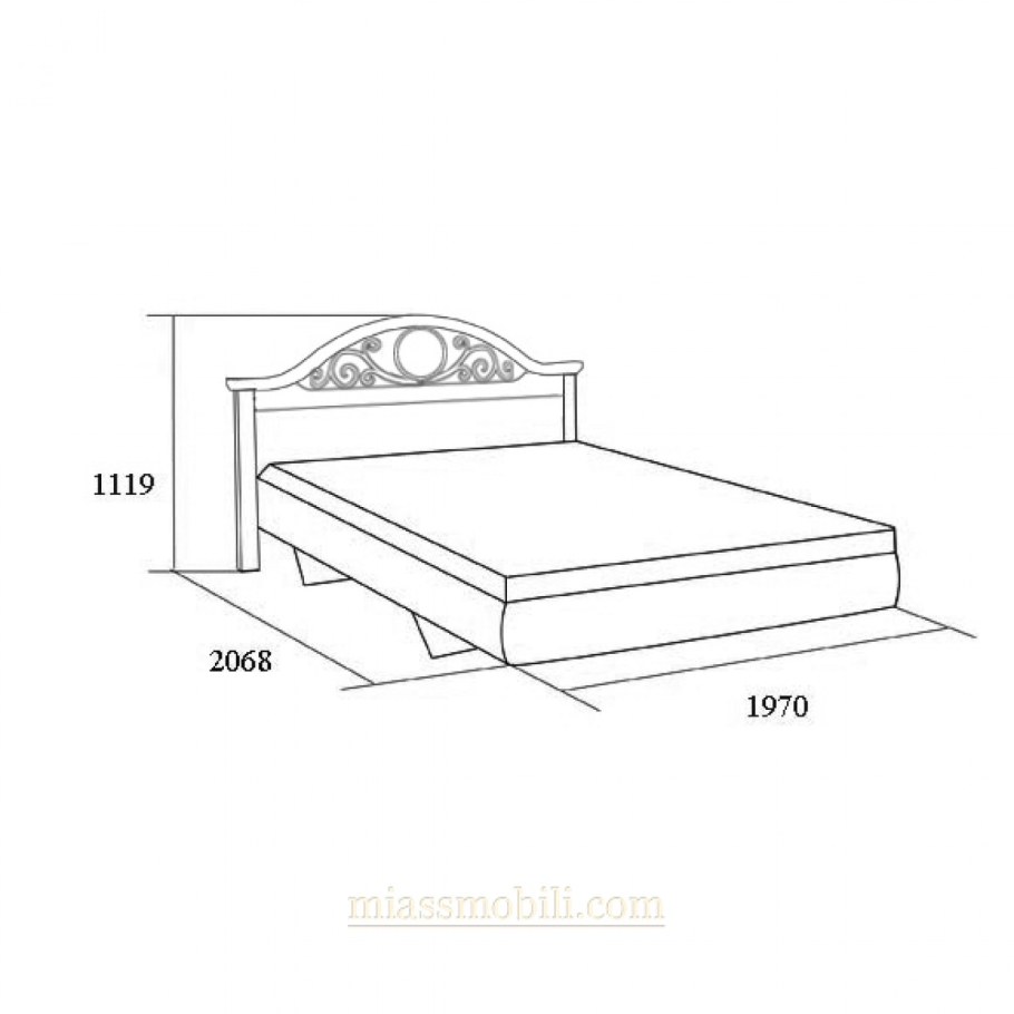 Кровать без ножной спинки с КЭ №2 екр 4316 1600x2000 Екатерина крем