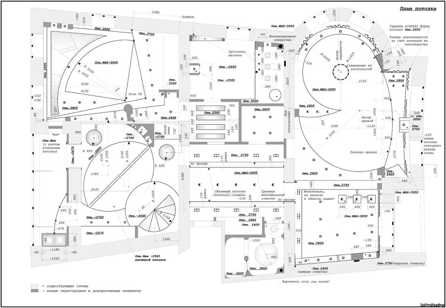Чертежи двухуровневых натяжных потолков