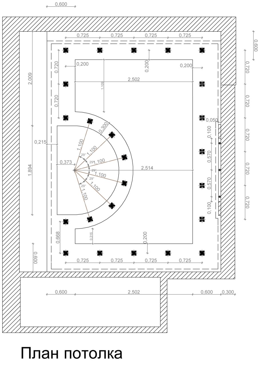 Чертежи потолков из гипсокартона с размерами и радиусами
