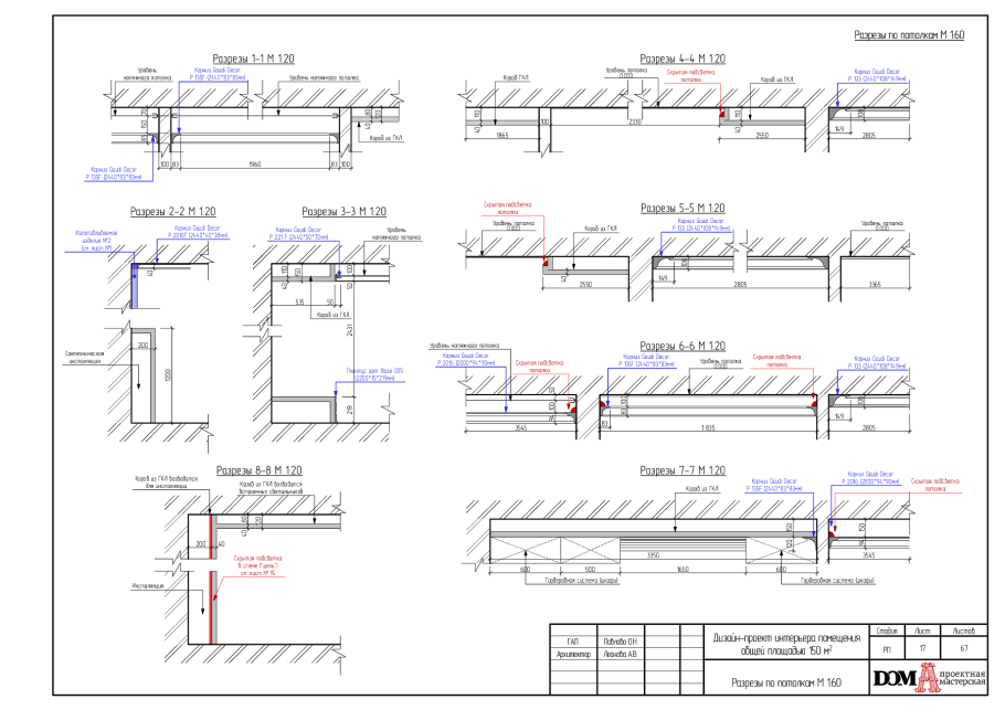 Ниша из ГКЛ С подсветкой чертеж