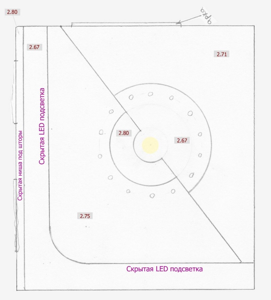 Узел натяжного потолка чертеж