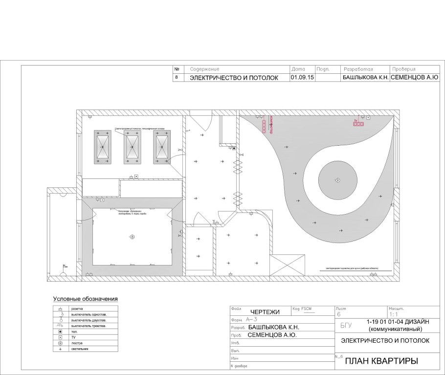 Чертеж двухуровневого потолка