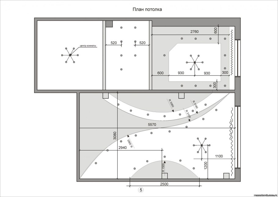 Чертежи двухуровневых натяжных потолков