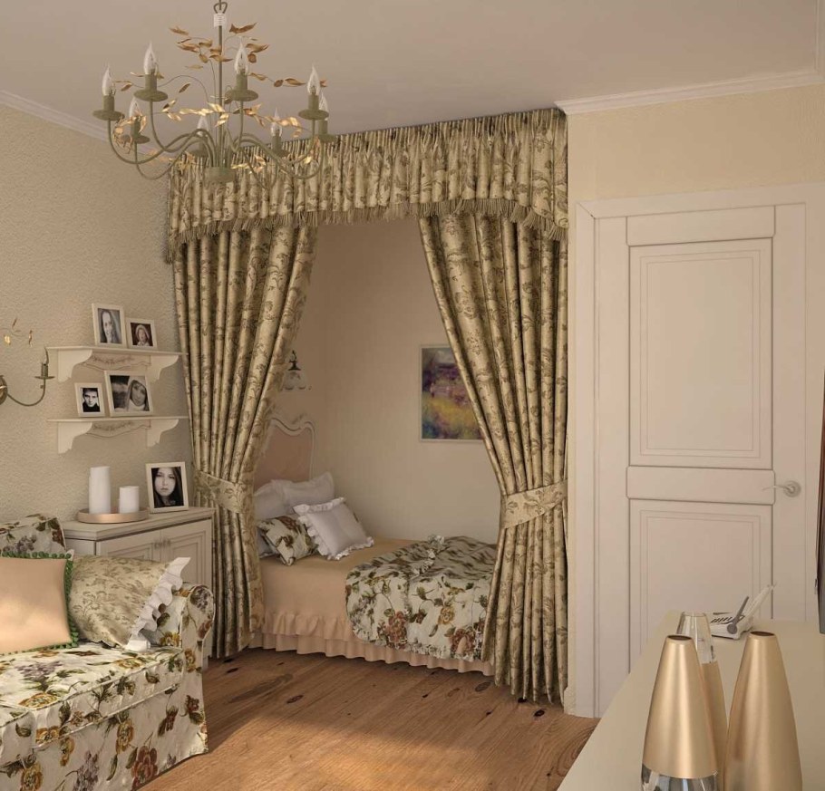 Спальня ниша в однокомнатной квартире