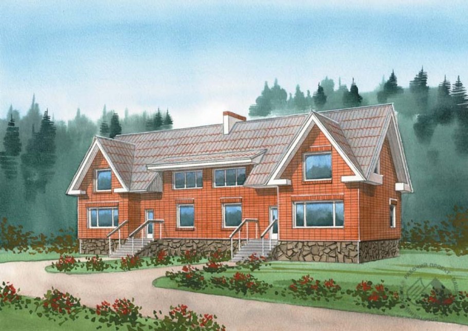 Двухквартирный деревянный дом