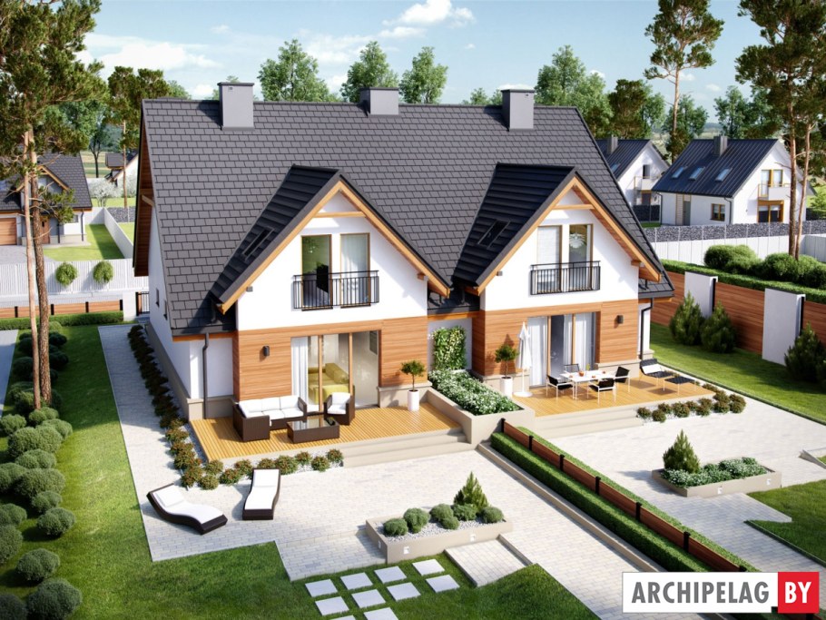 Двухквартирный двухэтажный дом