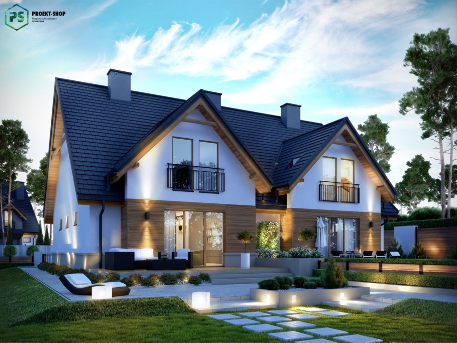 Одноэтажный дом с гаражом 150кв м