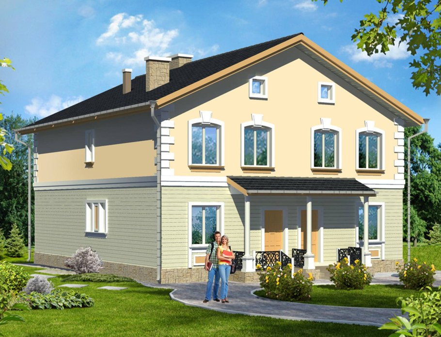 Четырехквартирный одноэтажный дом проект