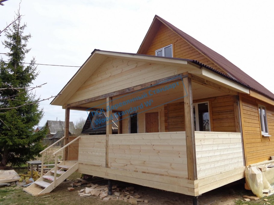 Пристрой к деревянному дому из бруса 6 на4
